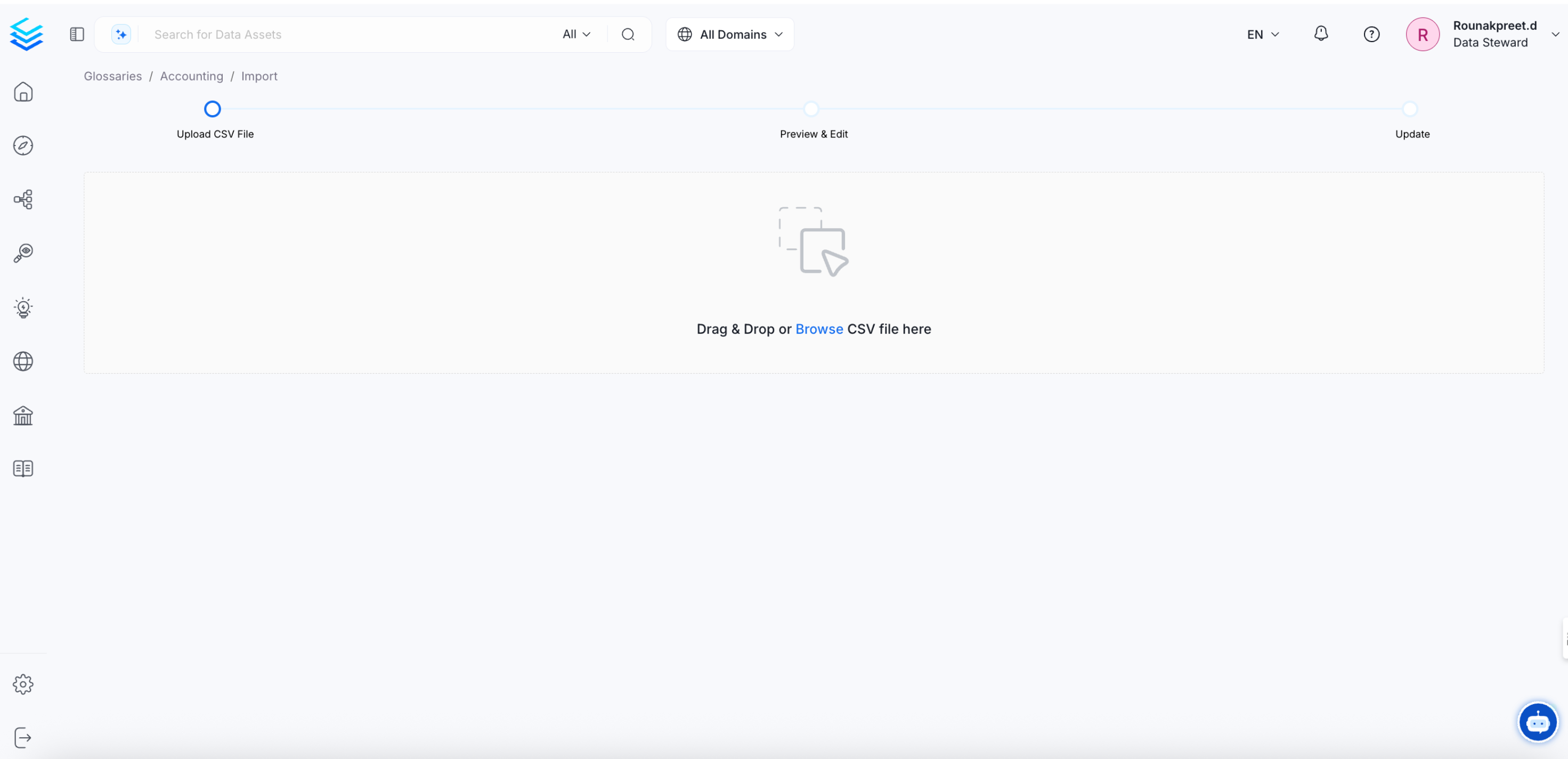 Import the Glossary CSV File