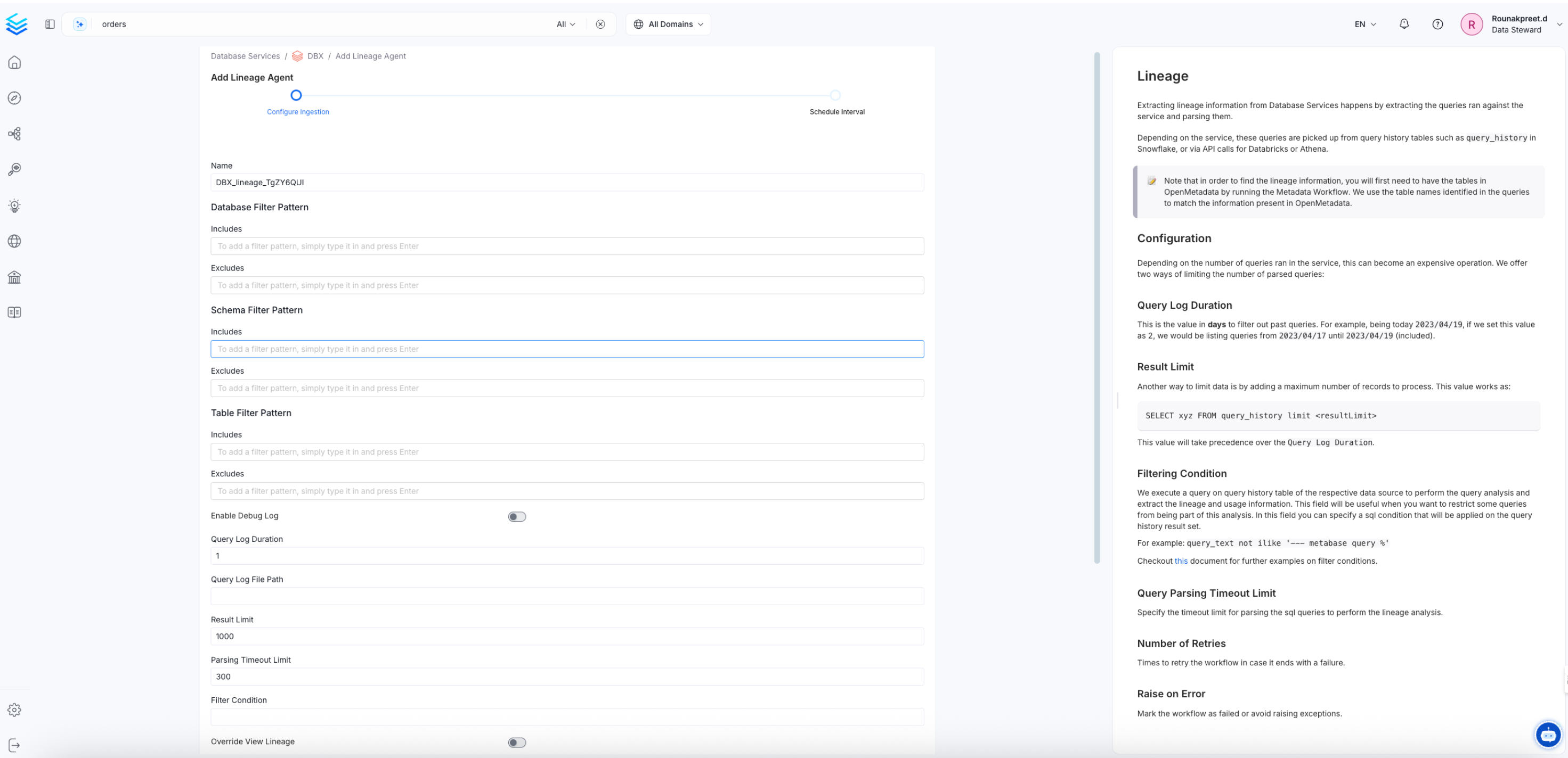 Configure the Lineage Agent